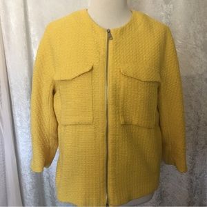 H and M Cropped Zippered yellow Blazer  Size 12